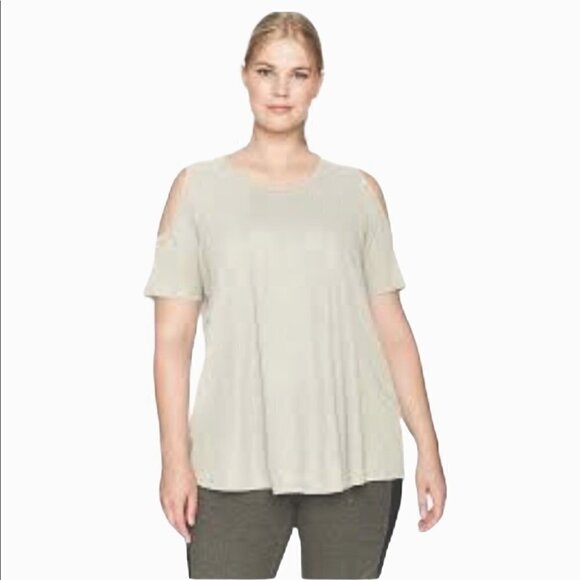 CALVIN KLEIN PERFORMANCE Plus Size Short Sleeve Cold Shoulder Top - Picture 1 of 9